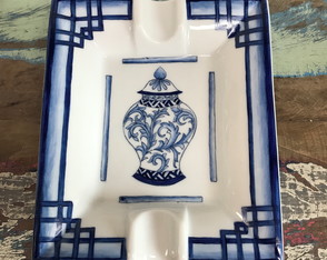 Cinzeiro para Charuto Pintado à Mão - Azul