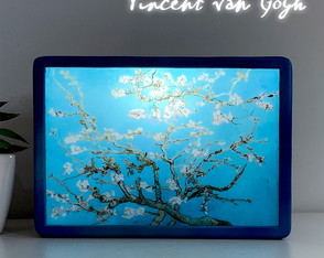 Luminária Abajur Led Amendoeiras em Flor de Van Gogh