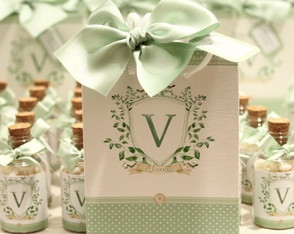 Lembrancinha Maternidade Kit Verde Menta com Monograma