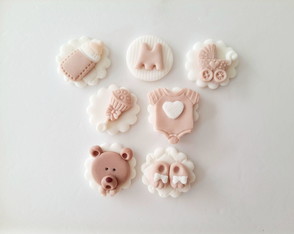 Kit 20 Apliques 3 cm de Pasta Americana Chá de Bebê Ursinho