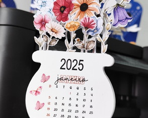 Calendário de Mesa Vaso Floral