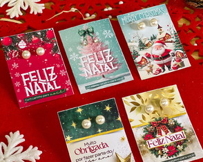 Card com Brinco de Perola de Natal