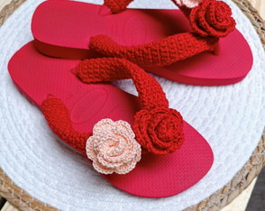 Havaianas Customizada com Crochê