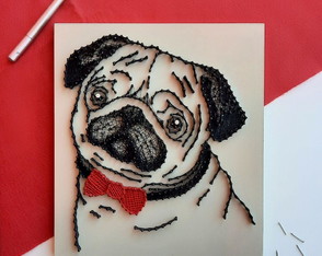 Quadro Pug em String Art