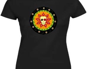 Baby Look Caveira Étnico Preta