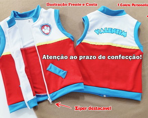 Colete Patrulha Canina Personalizado 01 a 04 Anos