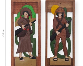 Quadro Madeira e Resina: Lampião e Maria Bonita (da75)
