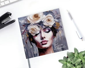 Caderno Quadrado sem Pauta Mulher com Flores Caderno Quadrado sem Pauta Mulher com Flores