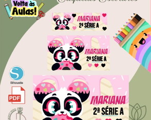 Arquivo de Corte Etiqueta Escolar Panda Donuts