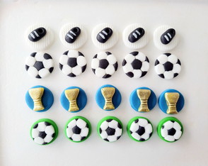 Kit 25 Apliques 2,5 cm de Pasta Americana Tema Futebol
