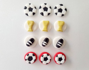Kit 25 Apliques 2,5 cm de Pasta Americana Tema Futebol