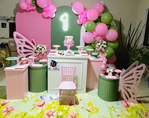 Locação Decoração Jardim Rosa e Verde. Atendemos Zs Sp