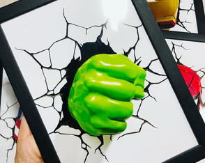 1 Quadro Decorativo Vingadores Moldura 3d com Relevo