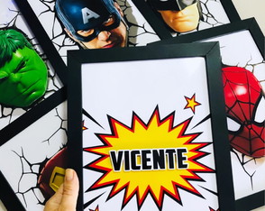 6 Quadros Decorativos Vingadores Moldura 3d (com Relevo)