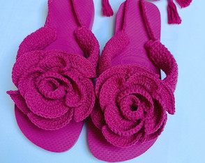 Havaianas Customizada com Crochê