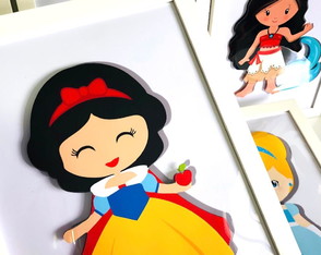 5 Quadros Decorativos Princesas Moldura 3d (com Relevo)