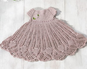 Vestido de Crochê para Bebê de 3 a 6 Meses
