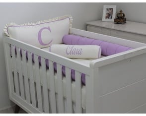 Kit Berço Personalizado 08 Peças Palha com Lilás
