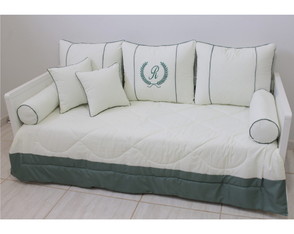 Kit Cama Babá Personalizado 08 Peças Palha com Verde Musgo