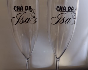 Taça de Champanhe Personalizada com Borda Metalizada