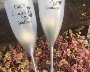 Taça de Champanhe Personalizada Degrade com Borda Metalizada