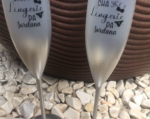 Taça de Champanhe Personalizada Degrade com Borda Metalizada