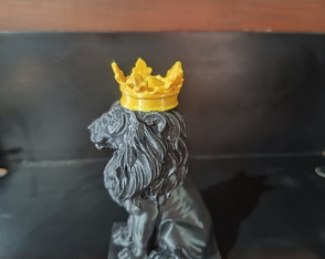 Escultura Estátua Leão Coroa Decoração Animal
