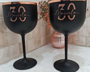 Taça Gin Preto Fosco com Borda 450 ml Personalizada