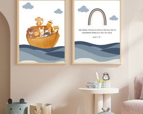 Quadro Cristão Infantil com Versículo Bíblico | com Vidro