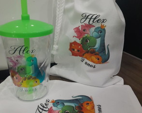 Kit Sacolinha de Tactel + Copo Twister 300ml Personalizados