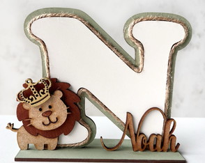 Letra Decorativa Nome mdf Decorado Safari Leão