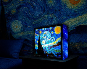 Luminária Led Abajur Noite Estrelada de Van Gogh - 20x17 cm