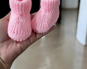 Bota em Tricô para Bebê Rosa