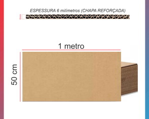 6 Chapas Bc Dupla de Papelão 50cm x 1m Caixas e Artesanato