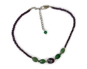 Choker de Pedras Quartzo Verde Ametista e Cristais Lilás