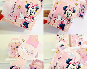 Kit Festa Pegue e Monte Papelaria Minnie 40 Unidades