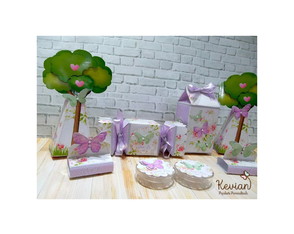 Kit Festa Jardim Borboletas Lilás e Verde