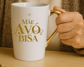Caneca de Porcelana com Alça Dourada | com Nome | Frase