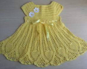 Vestido de Crochê para Bebê de 6 a 9 Meses