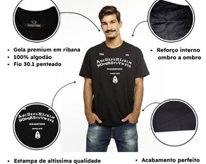 Camiseta Masculina Preta Manga Curta Ouija Hardivision