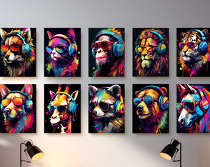 Kit 10 Quadros Gameplay Animais Quarto Streamer Geek 21x15cm