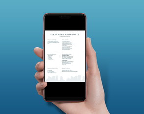 Currículo Resumo do Infográfico da Silhueta do Edifício Azul