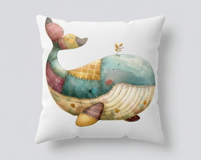 Capa de Almofada Baleia Patchwork
