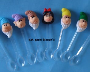 Colherinhas branca de neve em biscuit