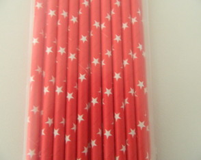 Canudinho Vintage Vermelho com Estrelas (pacote com 20)