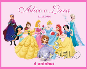 Adesivo maletinha Acrílico - Princesas