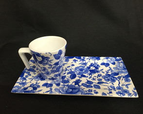 Xicara de Cafe C/prato Lanche Azul