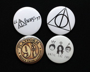 4 Bottons ou Ímãs Harry Potter