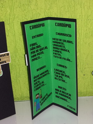 Cardápio para mesa minecraft