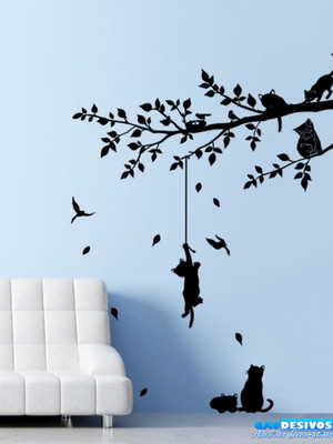 Adesivo decorativo gatos pendurado